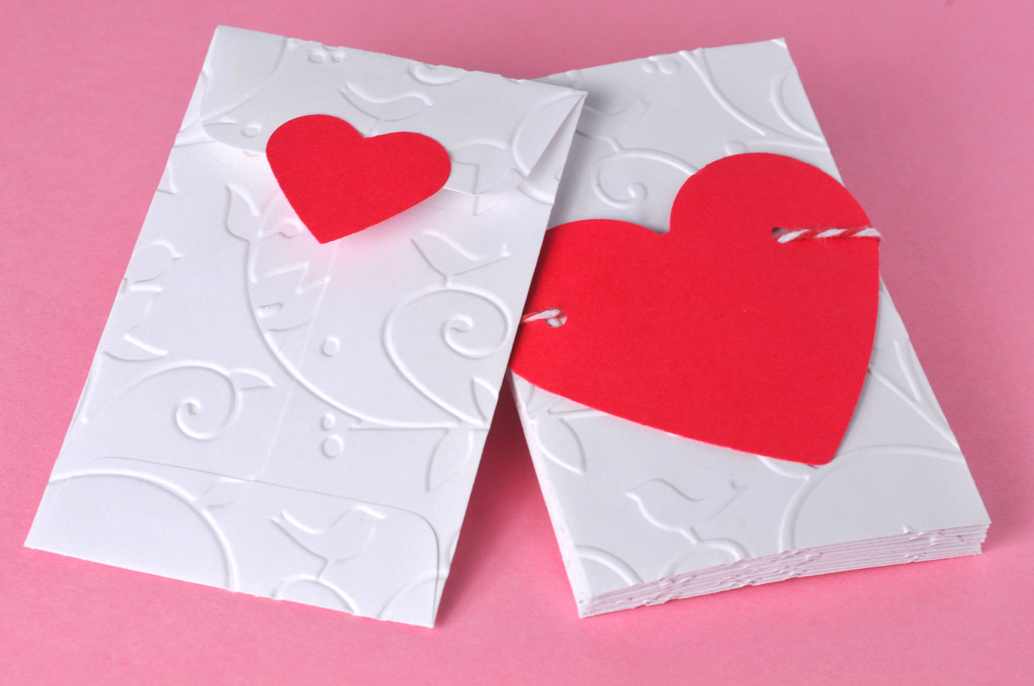 Coin Envelopes. 10 Set Red Heart Wedding Favor, Thank You Note